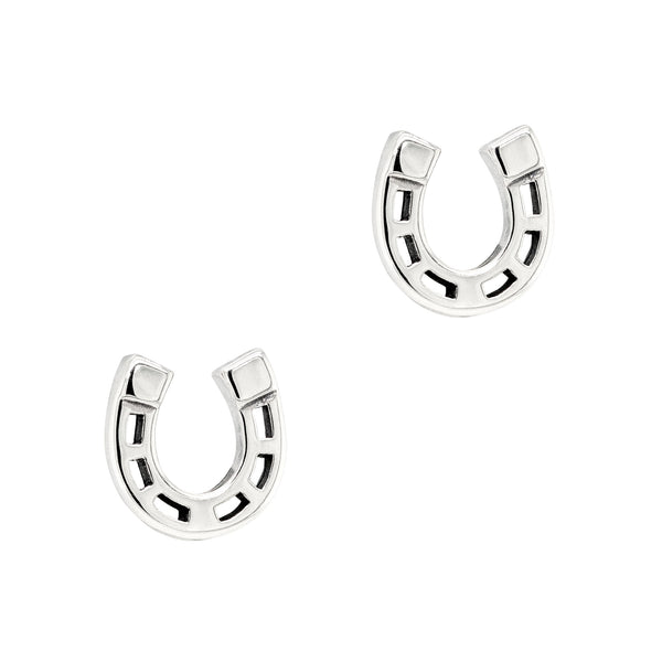 Lucky Horseshoe Sterling Silver 925 Stud Earrings