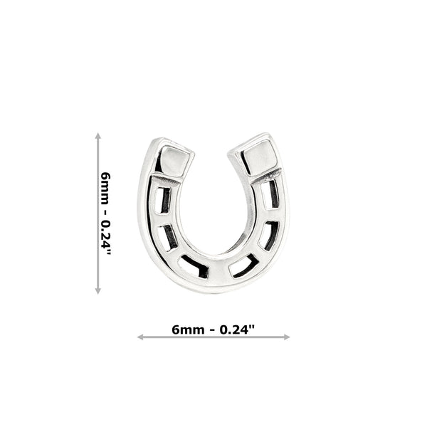 Lucky Horseshoe Sterling Silver 925 Stud Earrings