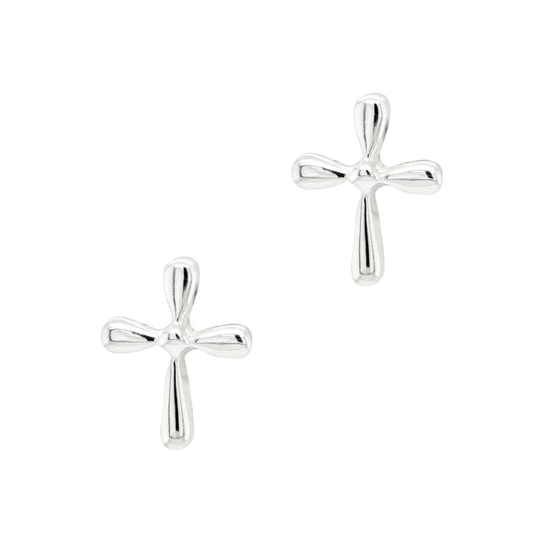 Rounded Crucifix Cross Sterling Silver 925 Stud Earrings