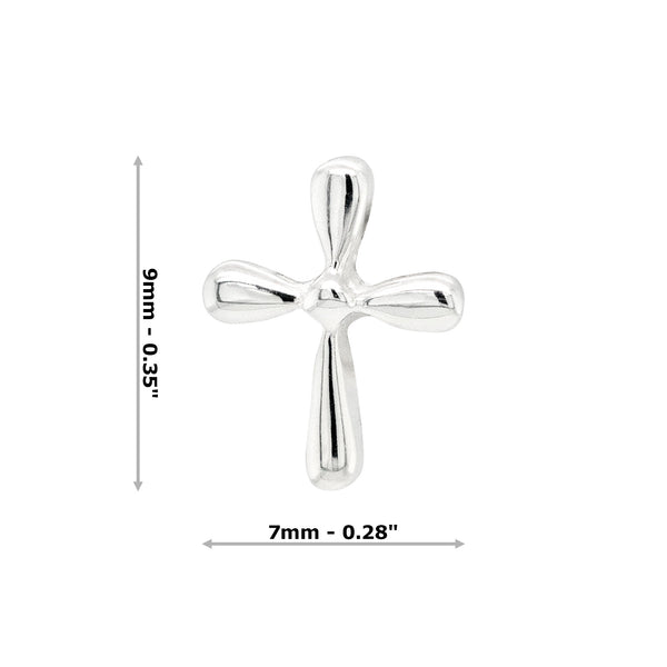 Rounded Crucifix Cross Sterling Silver 925 Stud Earrings