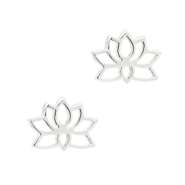 Lotus Flower Sterling Silver 925 Stud Earrings