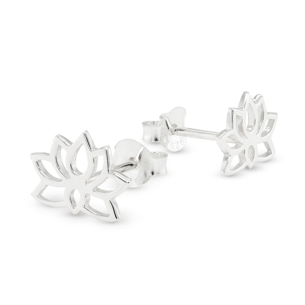 Lotus Flower Sterling Silver 925 Stud Earrings