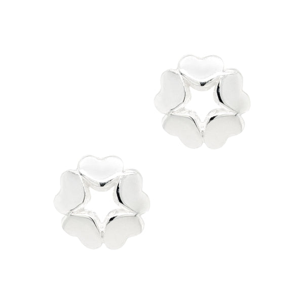 Ring of 5 Hearts Sterling Silver Stud Earrings