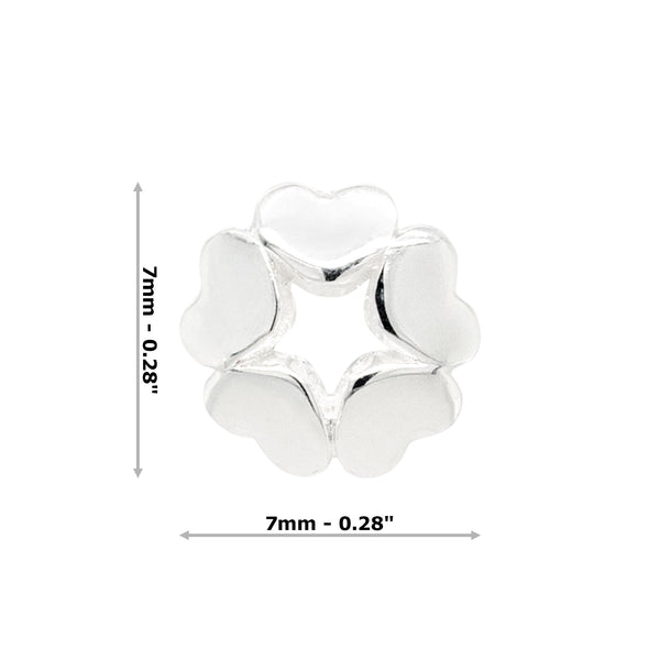 Ring of 5 Hearts Sterling Silver Stud Earrings