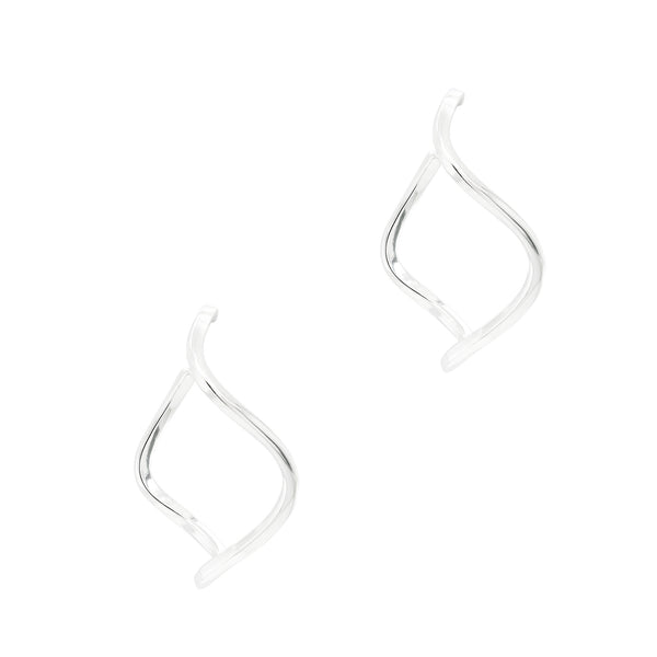 Curved Hoop Sterling Silver 925 Stud Earrings