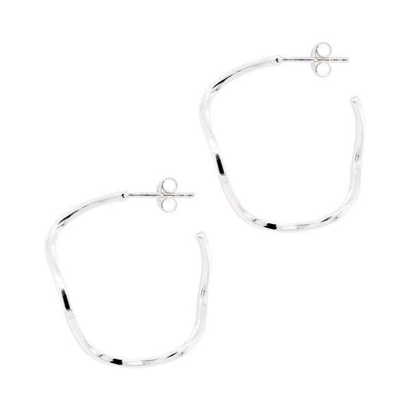 Curved Hoop Sterling Silver 925 Stud Earrings