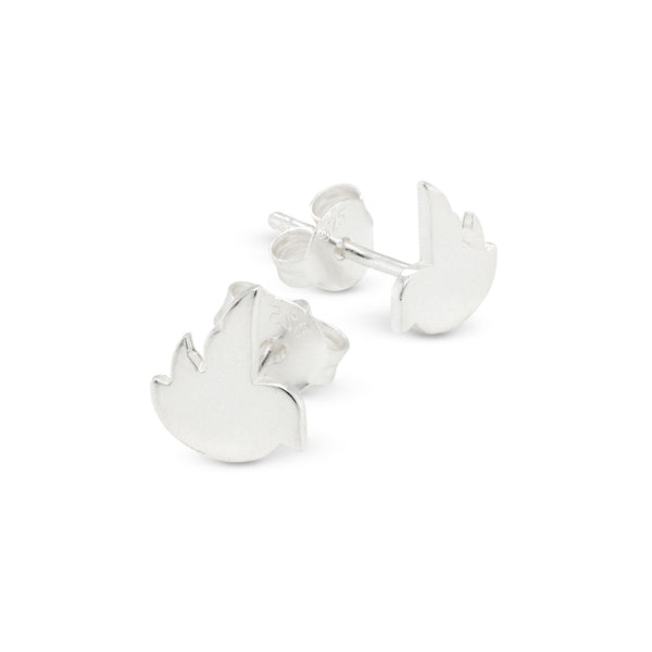 Flying Bird Silhouette Sterling Silver 925 Stud Earrings