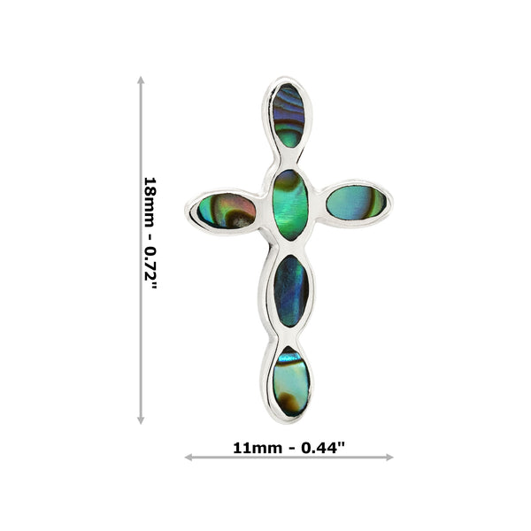 Cross Abalone Sterling Silver 925 Stud Earrings