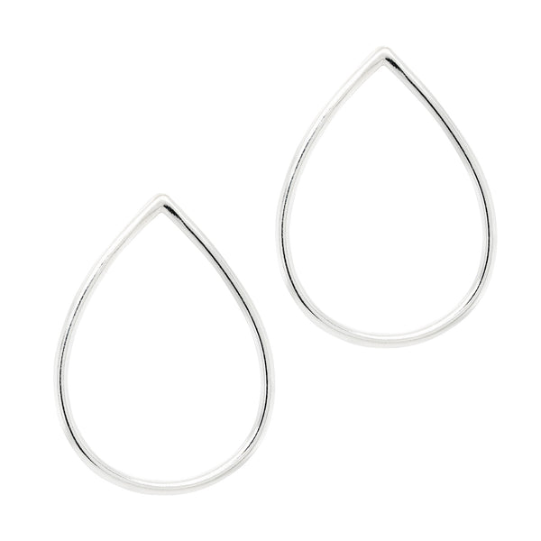 Large Droplet Cutout Sterling Silver 925 Stud Earrings