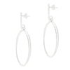 Double Oval Hoop Stem Sterling Silver 925 Stud Earrings