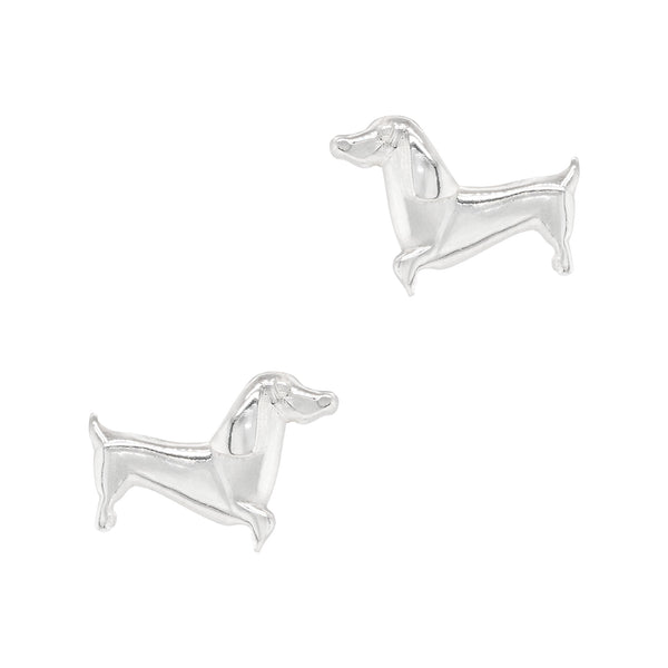 Dachshund Sausage Dog Sterling Silver 925 Stud Earrings