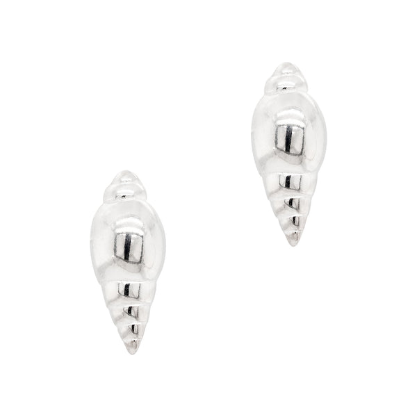 Naticidae Sand Snail Shell Sterling Silver 925 Stud Earrings