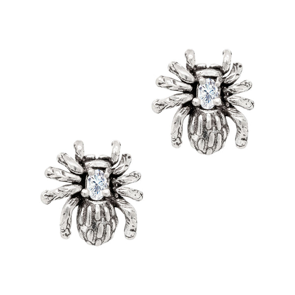 Spider Cubic Zirconia Sterling Silver 925 Stud Earrings