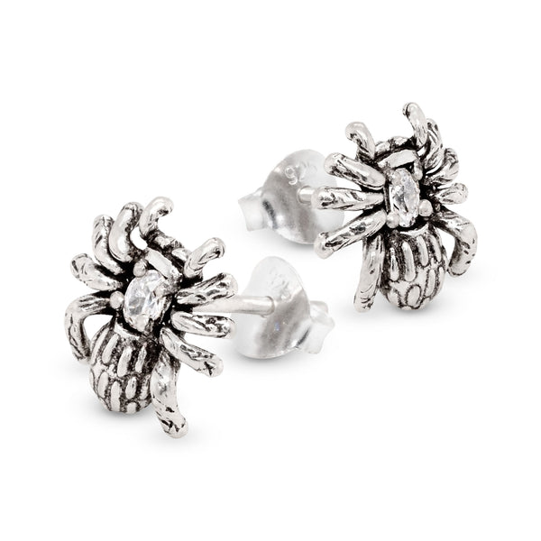 Spider Cubic Zirconia Sterling Silver 925 Stud Earrings