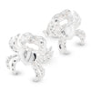 Crab Crustacean Cubic Zirconia Sterling Silver 925 Stud Earrings