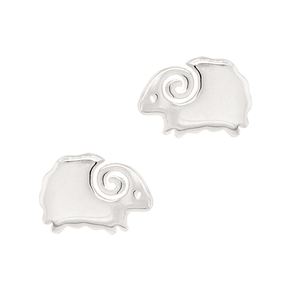 Sheep Ram Sterling Silver 925 Stud Earrings