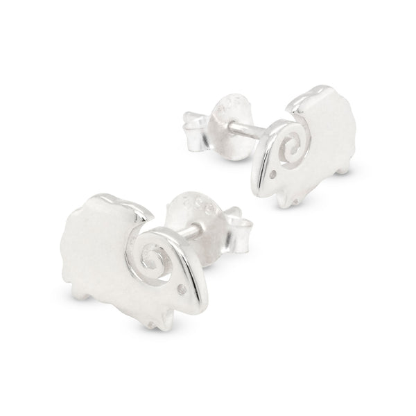 Sheep Ram Sterling Silver 925 Stud Earrings