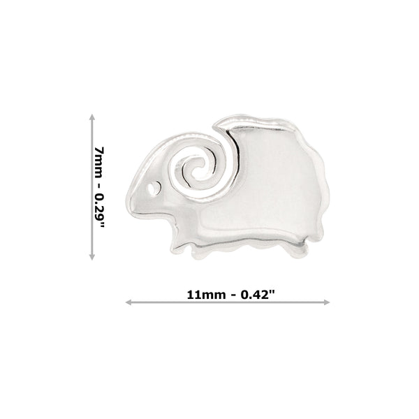 Sheep Ram Sterling Silver 925 Stud Earrings