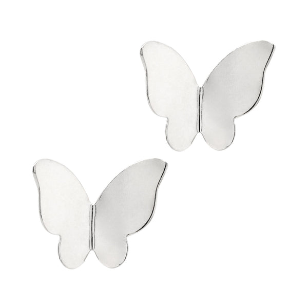 Butterfly Angled Wings Sterling Silver 925 Stud Earrings