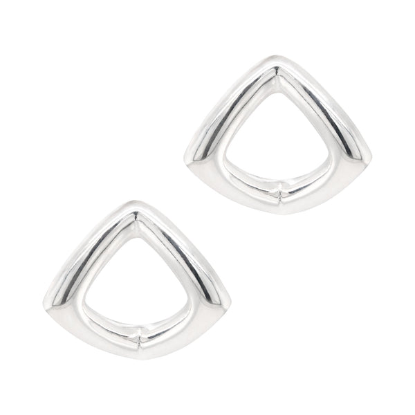 Diamond Shaped Angled Cutout Sterling Silver 925 Stud Earrings