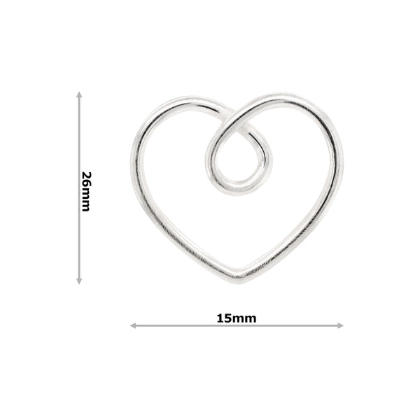 Heart Continuous Loop Sterling Silver 925 Stud Earrings