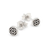 Silver Celtic knot stud earrings on a white background