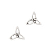 Pair of silver Celtic knot earrings on a white background