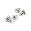 Silver celtic trinity knot stud earrings on a white background