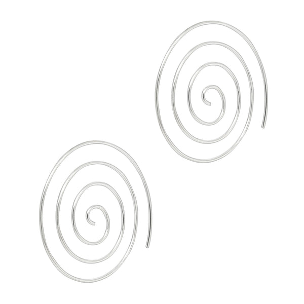 Plain Thin Sterling Silver 925 Spiral Earrings