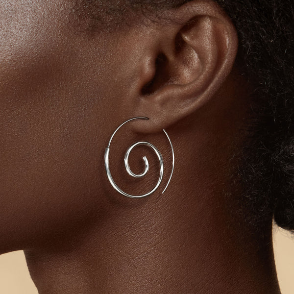 Plain Medium Sterling Silver 925 Spiral Earrings