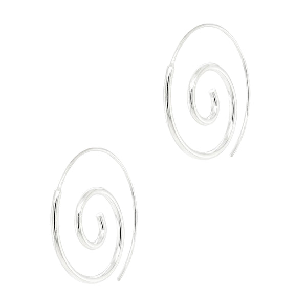 Plain Medium Sterling Silver 925 Spiral Earrings