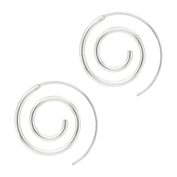 Plain Medium Thick Sterling Silver 925 Spiral Earrings