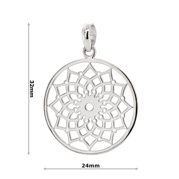 925 sterling silver open lotus flower mandala pendant