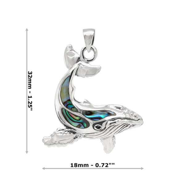 Hump Back Whale Abalone Sterling Silver 925 Pendant