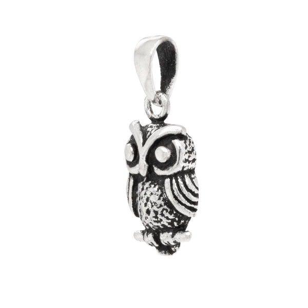 Owl Perching Sterling Silver 925 Pendant