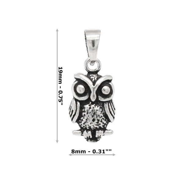 Owl Perching Sterling Silver 925 Pendant