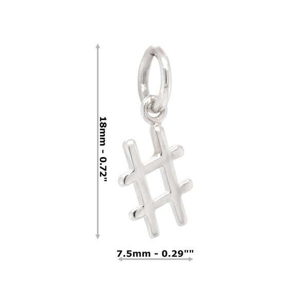 Hash Tag Sterling Silver 925 Charm