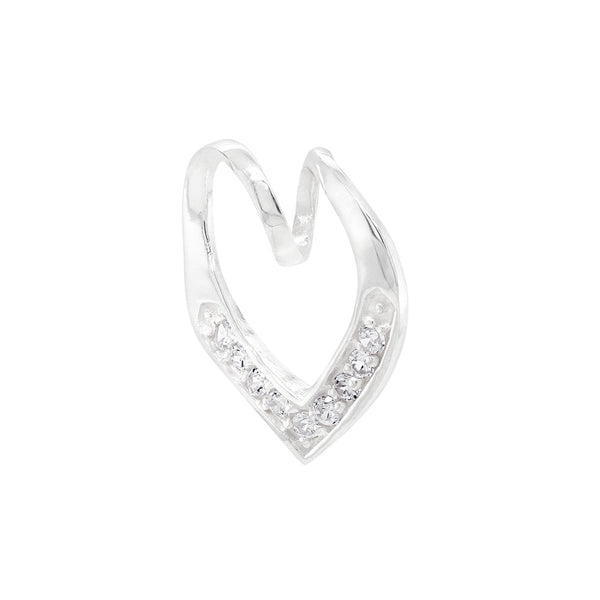 Love Heart Twist Cubic Zirconia Sterling Silver 925 Pendant