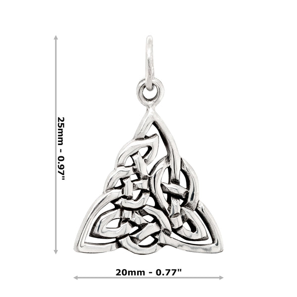 Celtic Knot Triangle Medium Sterling Silver 925 Pendant