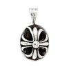 Fleur De Lis Cross Oval Sterling Silver 925 Pendant