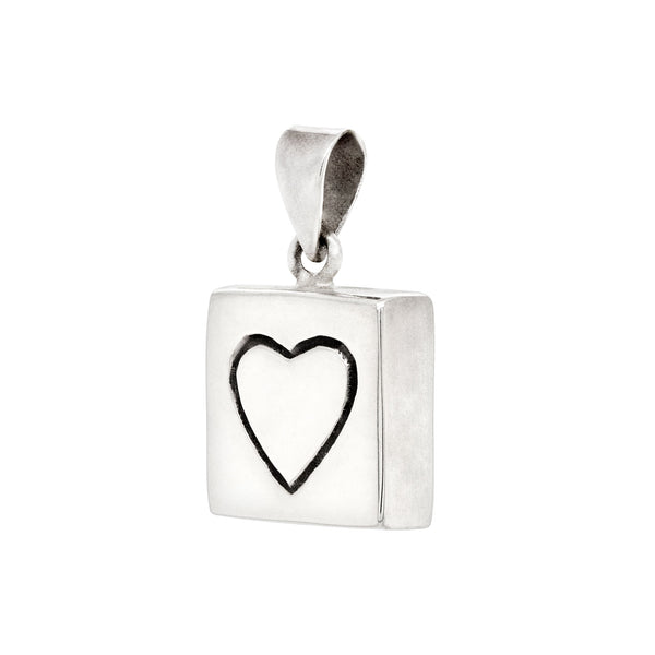 Love Heart Square Block Sterling Silver 9255 Pendant