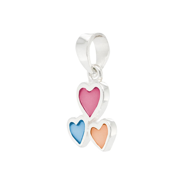 Trio Heart Coloured Shell Sterling Silver 925 Pendant