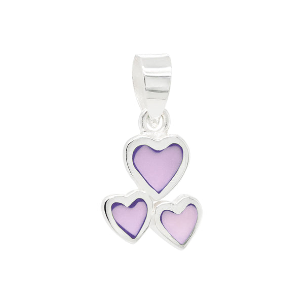 Trio Heart Coloured Shell Sterling Silver 925 Pendant