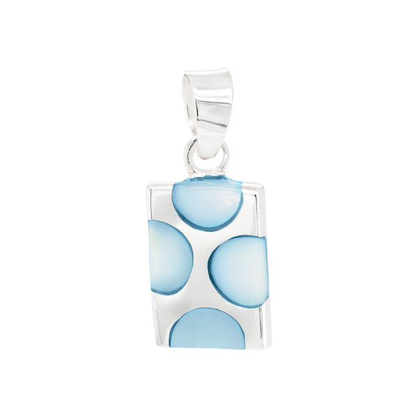 Rectangle Block Coloured Shell Sterling Silver 925 Pendant