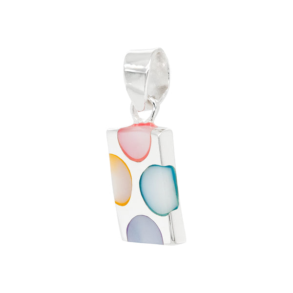 Rectangle Block Coloured Shell Sterling Silver 925 Pendant