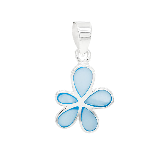 Five Petal Flower Coloured Shell Sterling Silver 925 Pendant