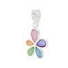 Five Petal Flower Coloured Shell Sterling Silver 925 Pendant