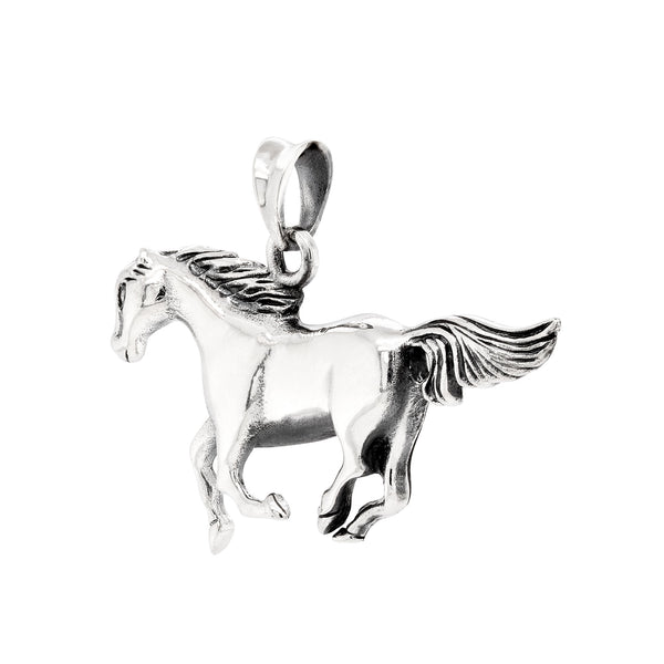 Horse Galloping Sterling Silver 925 Pendant