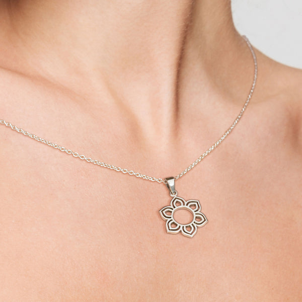 Flower Cutout Sterling Silver 925 Pendant