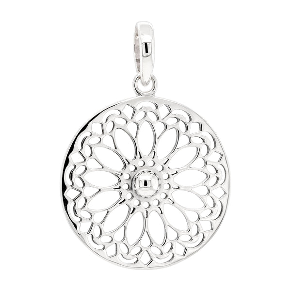 Mandala Flower Circular Sterling Silver 925 Pendant